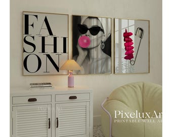 Pink & Black Fashion Poster Set: Y2K Girly Collage (Digital Download), image 3