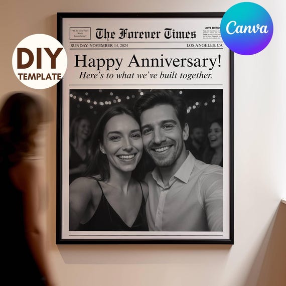 Couples Anniversary Newspaper Poster • Canva Template Newspaper • DIY Newspaper 