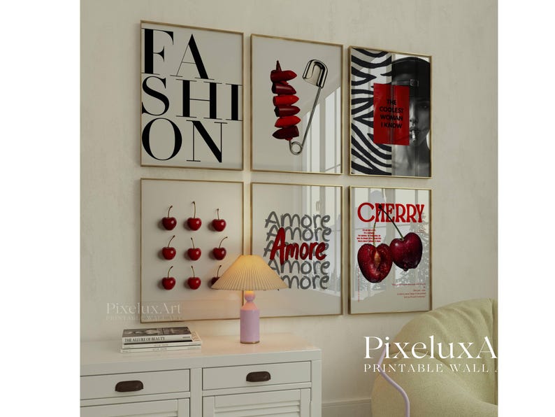 Red & Black Fashion Gallery Wall Art