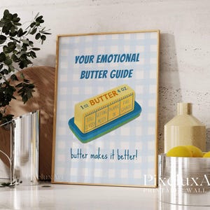 Butter Art Print – Cute Food Art for Kitchen, Whimsical Breakfast Print, Retro Food Art, Butter Lover Gift, Funny Kitchen Decor, Foodie Gift