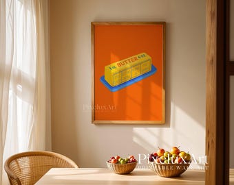 Orange Butter Art Print, Retro Kitchen Wall Decor, Funny Breakfast Poster, Cute Food Illustration, Printable Art for Brunch Lovers, Butter, image 6