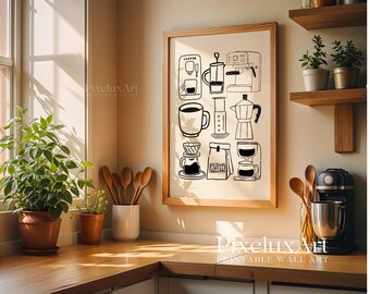 Coffee Art Print: Minimalist Kitchen Cafe Decor (Digital Download), image 9