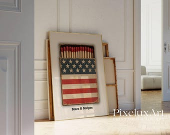 American Flag Matchbox Poster, Vintage American Wall Art, Patriotic Rustic Printable, Retro USA Decor, 4 of July Print, Memorial Day Decor, image 7
