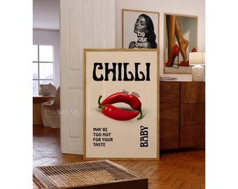 Funky Disco Chilli Pepper Print: Y2K Kitchen Wall Art (Digital Download, image 3