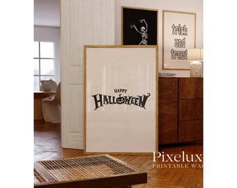 Halloween Wall Art Set of 6 – Spooky Boo, Haunted House Tickets, Dancing Skeleton, Trick or Treat, Vintage Printable Decor, image 6