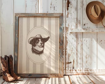 Cowboy Dog Wall Art | Western Country Printable | Rustic Farmhouse Decor | Cute Dog Illustration | Vintage Western Wall Print, image 3