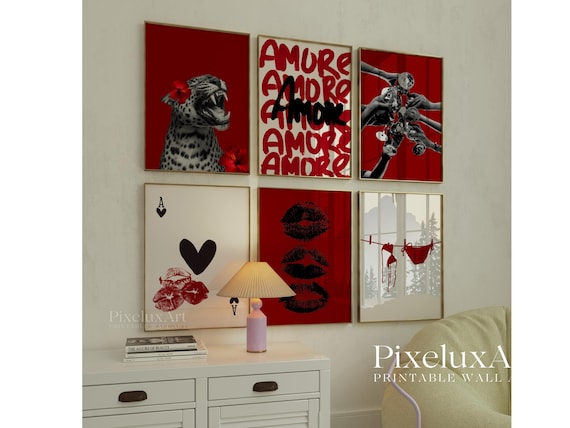 Red Gallery Leopard Wall Art Set