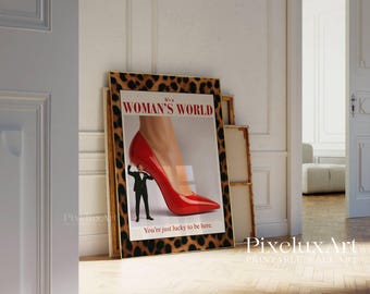 Feminist Wall Art, Red Funky Art, Trendy Leopard Wall Art, Aesthetic Y2K Dorm Decor, Retro Fashion Feminist Poster, Funky Collage Wall Art, image 7