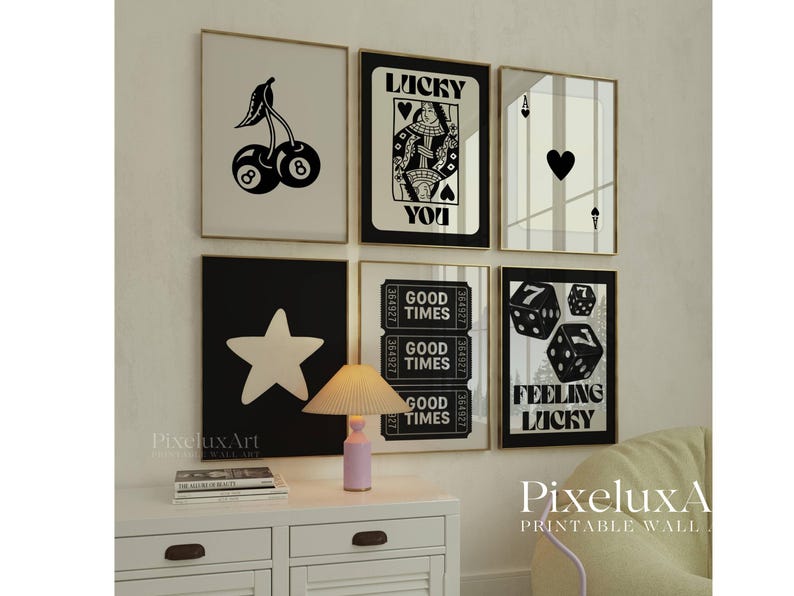 Black and White Gallery Wall Art Set of 6
