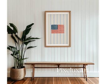 Vintage American Flag Print, 4th of July, Memorial Day, Labor Day Decor, Patriotic USA Wall Art, Coastal Flag Poster, United States Flag, image 6