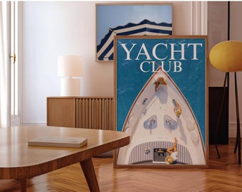 Yacht Club Poster, Vintage Sailboat Magazine Print, Summer House Poster, Luxury Print, Old Money Aesthetic Summer Poster, Coastal Wall Art, image 5