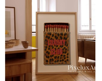 Red Retro Leopard Matchbox Art Print, Luxury Club Print Wall Art, Trendy Wall Art, Funky Dorm Decor, Y2K Girl Room Print, Dorm Room Print, image 8