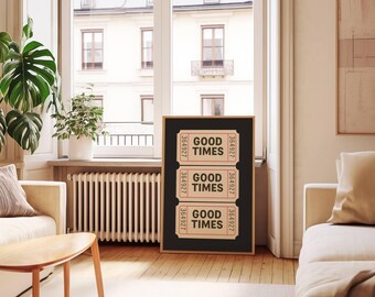 Good Times Ticket Print, Ticket Club Wall Art, Funky Black & White Collage Poster, Retro Ticket Poster, Trendy Ticket Wall Art, image 7