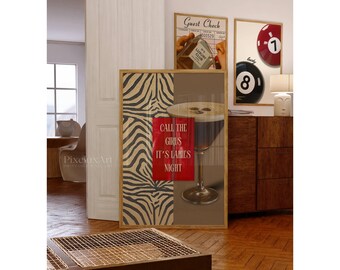 Retro Espresso Martini Wall Art – Y2K Fashion Decor, Martini Poster, Trendy Bar Cart Art, Aesthetic Dorm & Apartment Decor, Leopard Wall Art, image 3