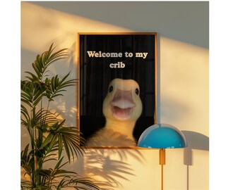 Welcome to My Crib Duck Wall Art, Collage Dorm Room Wall Art, Bedroom Wall Art, Funny Animal Print, Funny Duck Poster, image 5