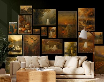 Fall & Halloween Wall Art Mega Bundle | Cozy Autumn Ghost Prints | Halloween TV Art Set | Fall Frame TV Art | Vintage Fall Wall Decor, image 3