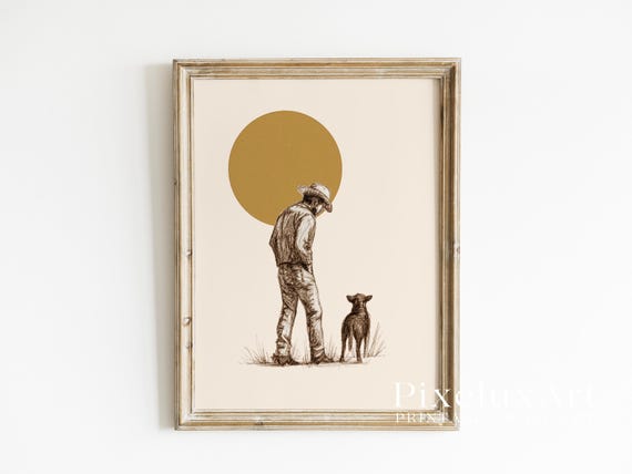 Cowboy and Dog Poster