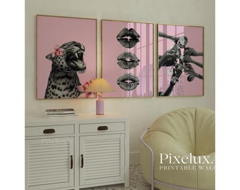 Pink Aesthetic Wall Art Set - Stockholm Fashion Wall Art, Leopard Print Decor, Preppy Gallery Wall for Bedroom, Glam Girl Room Printable Art, image 8