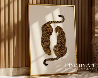 Leopard Retro Wall Art Set • 8 Ball, Ace Card & Cheetah Duo Posters • Y2K Aesthetic, Maximalist Gallery Print, Printable Art for Bold Spaces, image 4