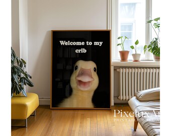 Welcome to My Crib Duck Wall Art, Collage Dorm Room Wall Art, Bedroom Wall Art, Funny Animal Print, Funny Duck Poster, image 4