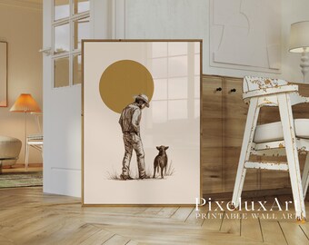 Cowboy and Dog Poster | Western Wall Art | Minimal Rustic Print | Country Home Decor | Modern Cowboy Artwork | Farmhouse Style, image 6