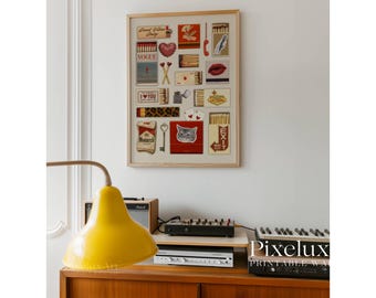 Collage Matchbox Print, Collage Wall Art, Retro Print, Aesthetic Collage Decor, Vintage Poster for Dorm Room, Trendy Wall Art, Vintage Print, image 7