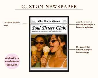 Custom Newspaper Print – Best Friend Poster, Custom Bestie Gift, Trendy Newspaper Art, Customize Newspaper for Best Friends, Girl Dorm Room, image 7