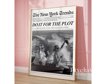 Set of 3 Trendy Newspaper Print – Girly Wall Art, Retro Dorm Room Decor, Black & White Newspaper Prints, Retro Newspaper Art, Apartment Art, image 5