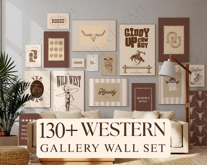 130+ Western Gallery Wall Set, Cowboy Wall Art Bundle…