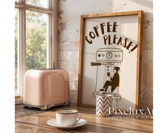 Coffee Please Wall Art, Retro Coffee Poster, Coffee Cart Print, Coffee Station Decor, Coffee Lover Art, Coffee Bar Print, Coffee Vibe Art, image 8