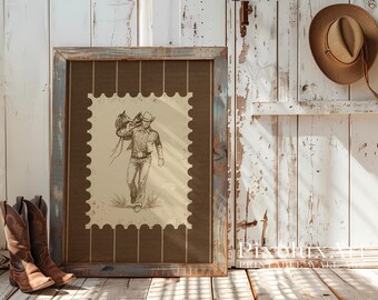 Cowboy Walking Wall Art | Rustic Western Decor | Vintage Country Poster | Neutral Farmhouse Printable, image 4