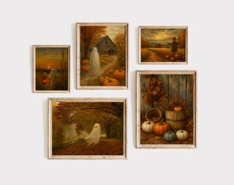 Fall & Halloween Wall Art Mega Bundle | Cozy Autumn Ghost Prints | Halloween TV Art Set | Fall Frame TV Art | Vintage Fall Wall Decor, image 7