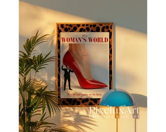 Feminist Wall Art, Red Funky Art, Trendy Leopard Wall Art, Aesthetic Y2K Dorm Decor, Retro Fashion Feminist Poster, Funky Collage Wall Art, image 5