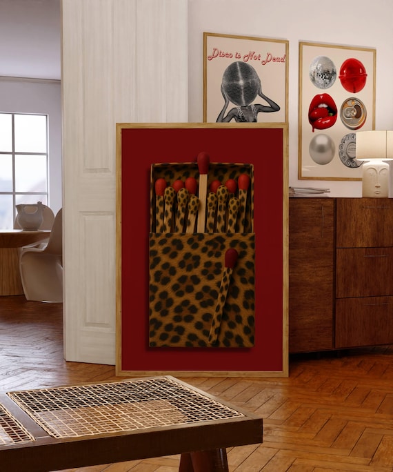 Leopard Matchbox Wall Art • Vintage Matchbox Print