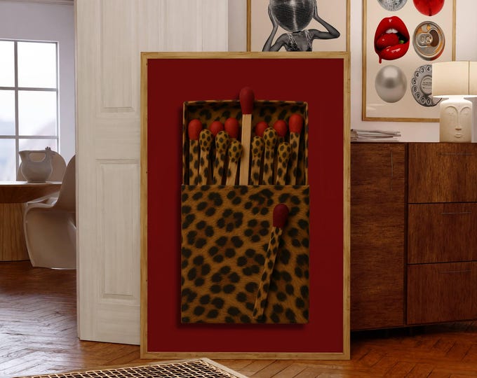 Leopard Matchbox Wall Art • Vintage Matchbox Print, Retro…