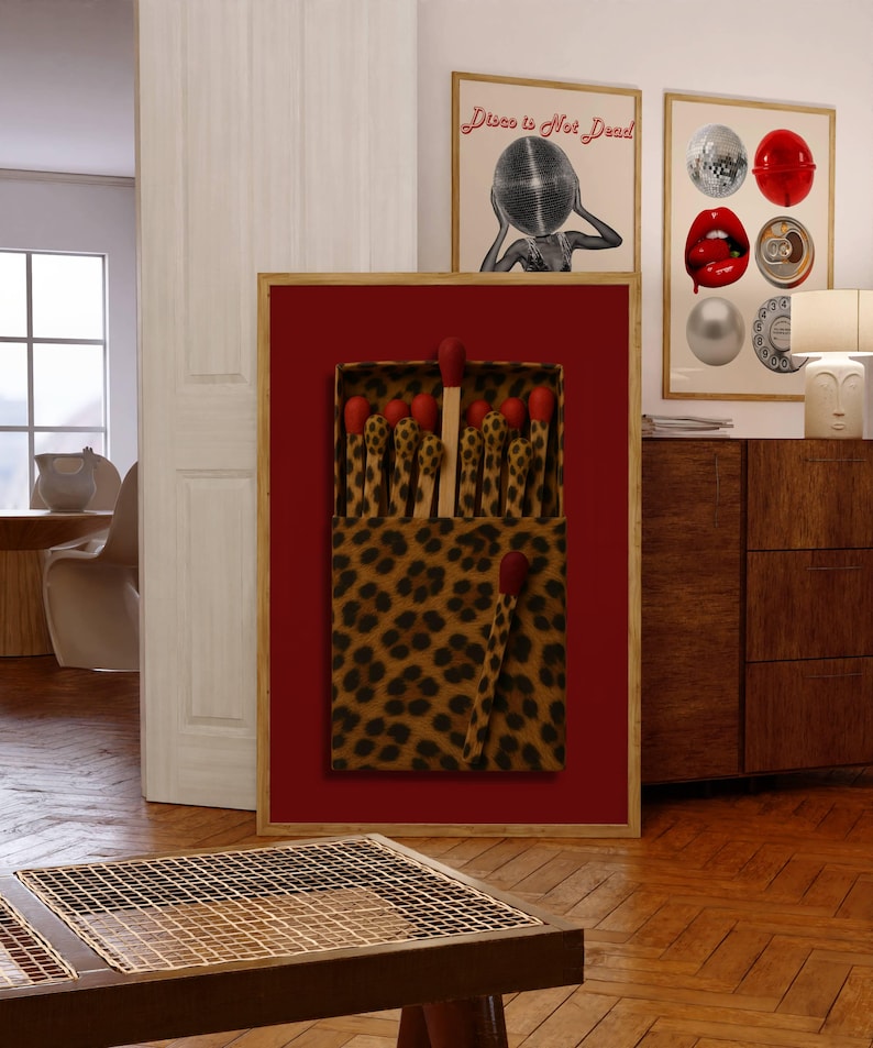 Leopard Matchbox Wall Art • Vintage Matchbox Print