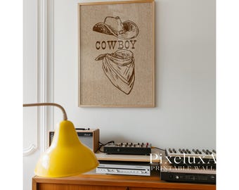 Cowboy Wall Art, Western Cowboy Hat Poster, Rustic Ranch Decor, Country Boy Print, Rodeo Wall Art, Wild West Illustration, image 4