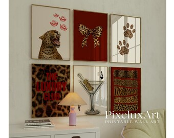 60+ Red Gallery Leopard Wall Art Set | Printable Chic Red Leopard Gallery, Bold Glam Decor, Wild & Feminine Wall Art, Y2K Fashion Decor, image 8