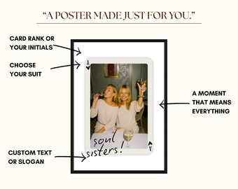 Custom Playing Card Poster, Custom Photo Print, Best Friend Photo Print, Custom Playing Card Art, Friendship Portrait , Soul Sister Gift, image 6