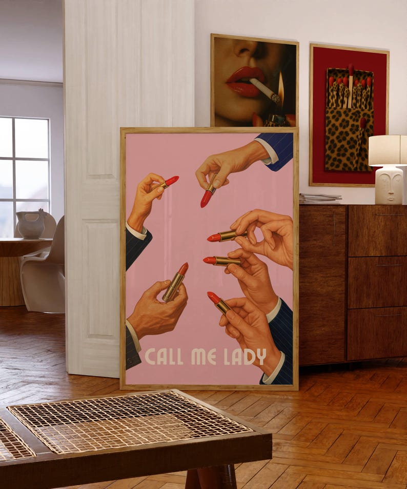 Retro Lipstick Print