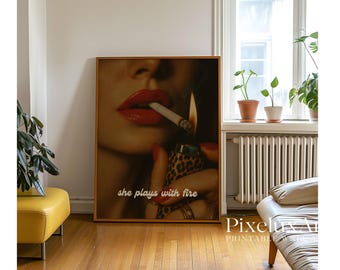 Retro Leopard Wall Art, Vintage Aesthetic Bar Cart Art, Trendy Girly Poster, Apartment Print, Feminine Dorm Room Decor, Y2K Girl Room Print, image 8