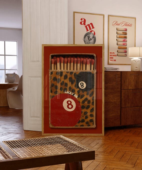 Vintage Leopard 8 Ball Matchbox Print