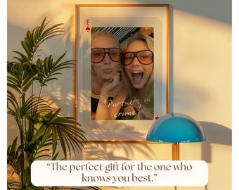 Custom Playing Card Poster, Custom Photo Print, Best Friend Photo Print, Custom Playing Card Art, Friendship Portrait , Custom Bestie Gift, image 8