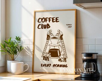 Club Coffee Wall Art, Coffee Cart Print, Retro Coffee Poster, Coffee Station Decor, Coffee Lovers Art, Coffee Bar Print Art, Coffee Vibes, image 3