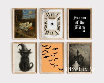 Halloween Wall Art Bundle Set of 18 – Spooky Ghosts, Pumpkins, Skeletons, Black Cat & Vintage Gothic Prints | Rustic Fall Gallery Decor, image 4