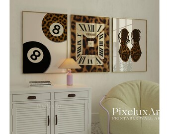 Retro Leopard Wall Art Set of 6 Trendy Posters, Y2K Fashion Decor, Trendy Leopard Print, Aesthetic Dorm & Apartment Decor, Leopard Wall Art, image 4