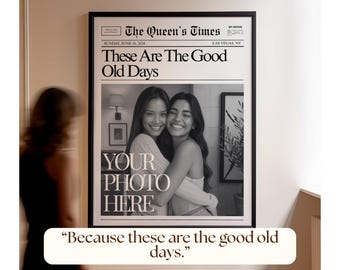 Custom Newspaper Print for Best Friends, Personalized Good Old Days Poster, College Dorm Roommates Wall Art, Custom Photo Print for Bff Gift, image 3