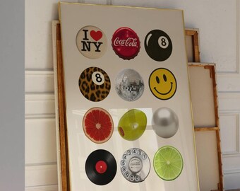 Retro Collage Wall Art, Funky Vintage Print, Trendy Aesthetic Poster for Cool Dorm Room & Gallery Wall Decor, Pop Icons Artwork, Retro Art, image 3