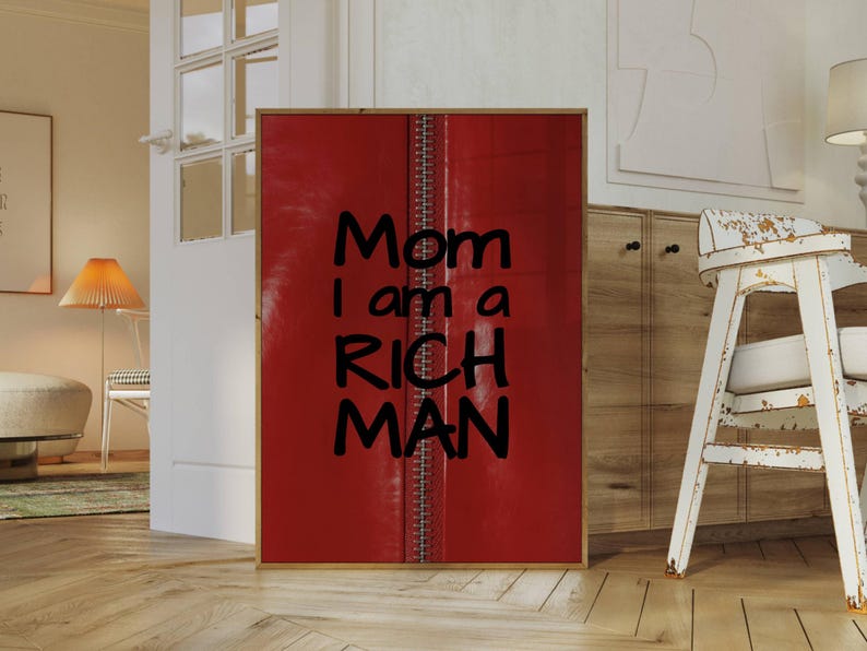 Mom I Am a Rich Man Print: Y2K Feminist Collage Art (Digital Download
