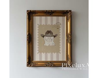 Cowboy Dog Wall Art | Western Country Decor | Rustic Farmhouse Printable | Cute Dog Poster | Vintage Cowboy Wall Art, image 5